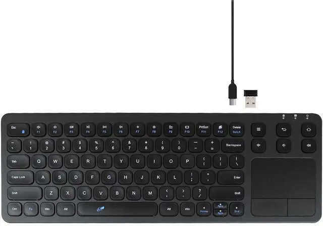 Main image of Wireless & Wired Touch Keyboard with Built-in Touchpad- USB Wired + 2.4G Wireless Keyboard Compatible with Raspberry Pi