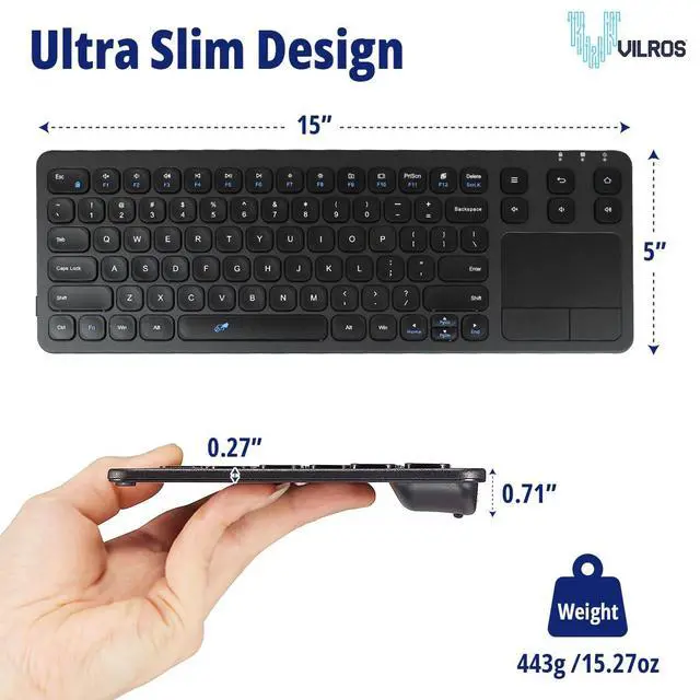 Alt view image 3 of 7 - Wireless & Wired Touch Keyboard with Built-in Touchpad- USB Wired + 2.4G Wireless Keyboard Compatible with Raspberry Pi