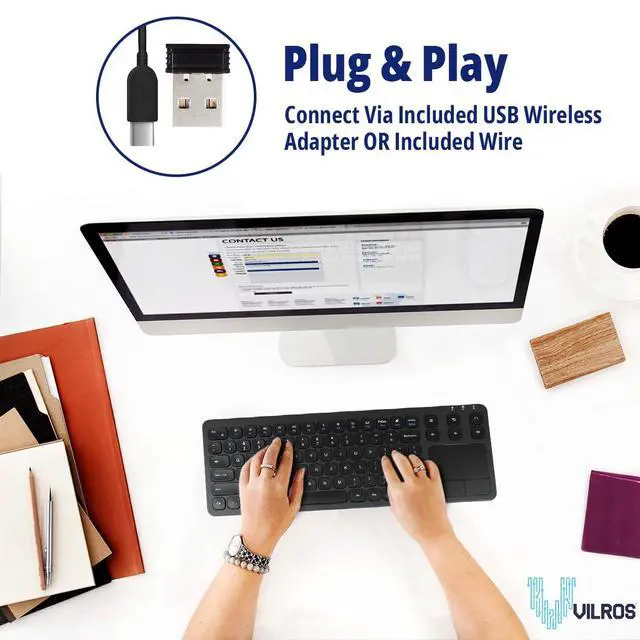 Alt view image 5 of 7 - Wireless & Wired Touch Keyboard with Built-in Touchpad- USB Wired + 2.4G Wireless Keyboard Compatible with Raspberry Pi