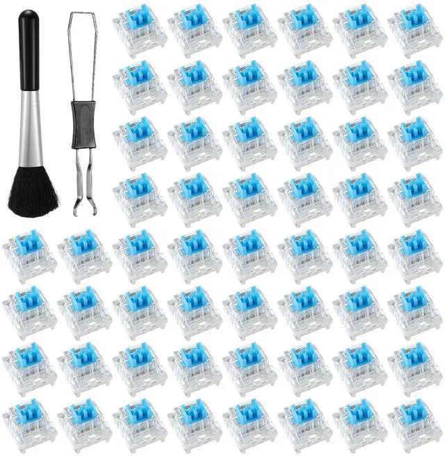 Main image of Blue Mechanical Keyboard Switches, 3-Pin Pre-Lubricated Clicky Key Switches for Gaming Keyboards, DIY 3D Prints & Fidget Clicker, with Switch Puller and Cleaning Brush