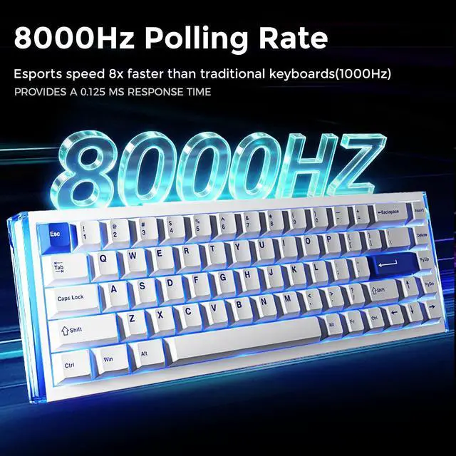 Alt view image 3 of 7 - Hall Effect Magnetic Switch Gaming Keyboard with 8000Hz Polling Rate,Rapid Trigger,Adjustable Actuation,0.1ms Latency,SOCD,Gasket Mount,PBT keaycaps,Hot swappable,RGB Light