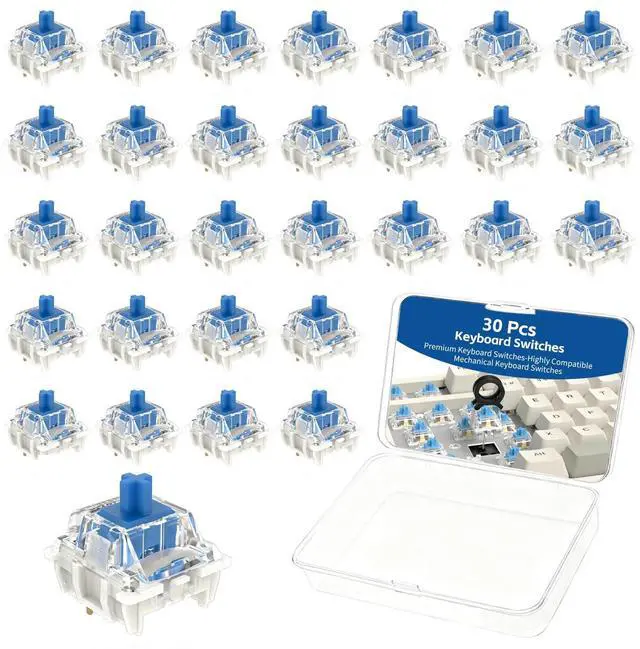 Main image of Keyboard Switches, 3 Pin Dustproof Mechanical Keyboard Switches, Clicky, Accurate Typing, Keyboard Clicker for Gaming, Typing, DIY Custom Keyboards & Clickers for 3D Prints (Blue)