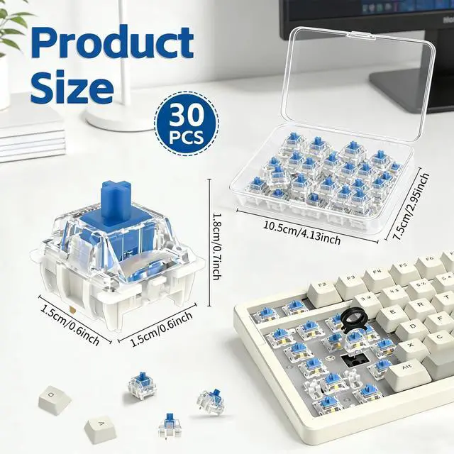 Alt view image 2 of 7 - Keyboard Switches, 3 Pin Dustproof Mechanical Keyboard Switches, Clicky, Accurate Typing, Keyboard Clicker for Gaming, Typing, DIY Custom Keyboards & Clickers for 3D Prints (Blue)