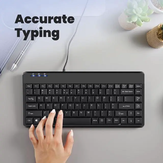 Alt view image 2 of 7 - Wired USB Mini Keyboard, Black, US English Layout