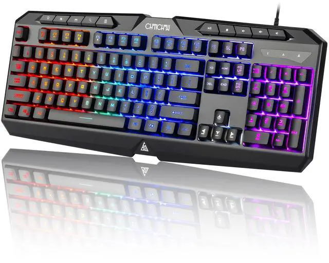 Main image of Light Up Gaming Keyboard Wired for PC PS5 Computer, USB Plug & Play, Quiet