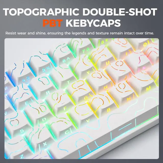 Alt view image 6 of 7 - Hall Effect Gaming Keyboard with Magnetic Switch, SOCD, 0.01mm Actuation Adjustable Rapid Trigger,8000 Hz Polling, Topographic PBT Keycaps, Hot-swap, RGB Backlit