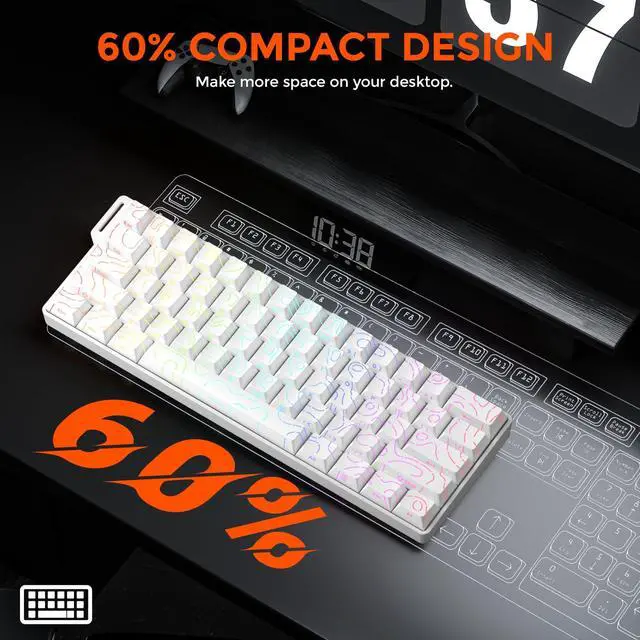 Alt view image 7 of 7 - Hall Effect Gaming Keyboard with Magnetic Switch, SOCD, 0.01mm Actuation Adjustable Rapid Trigger,8000 Hz Polling, Topographic PBT Keycaps, Hot-swap, RGB Backlit