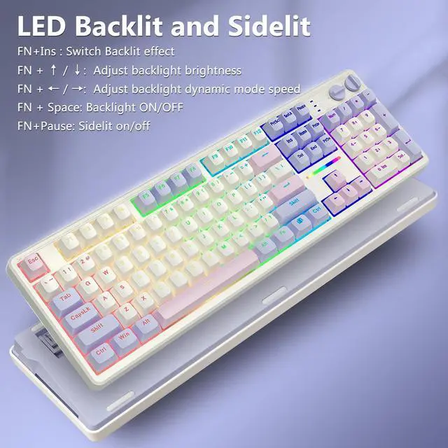 Alt view image 4 of 7 - Creamy Mechanical Keyboard Wired, Gasket Structure with Sound Dampening Foam, Led Backlit, Hot Swappable, Pre-lubed Linear Switches, Full Size Custom Gaming Keyboard for PC/Mac, White Pink
