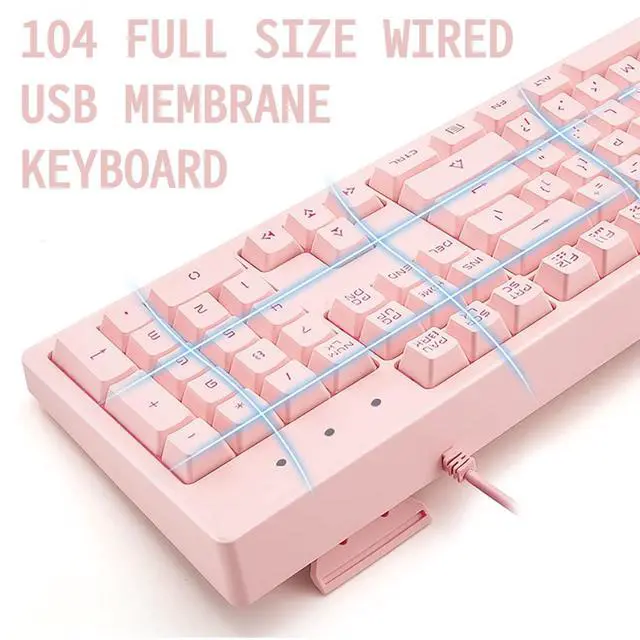 Alt view image 2 of 7 - Pink Wired Keyboard with Rainbow LED Backlit