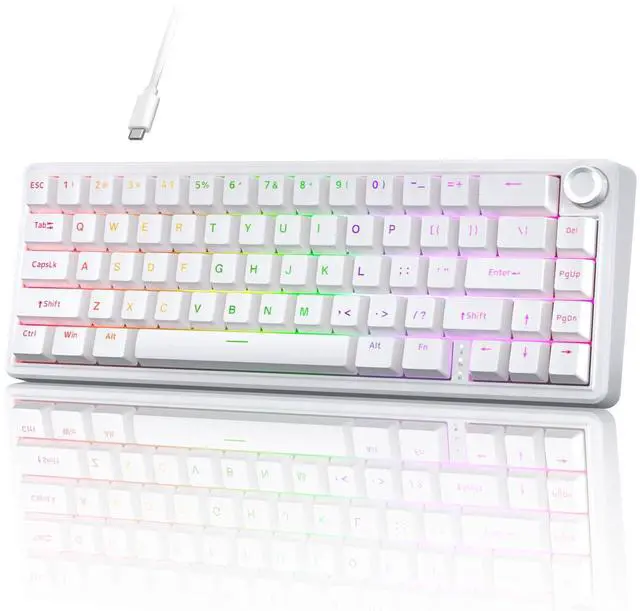 Main image of Wired Gaming Mechanical Keyboard, RGB Backlit Hot-Swappable Gasket Mount, Creamy Keyboard with Pre-Lubed Blueberry Switch, White