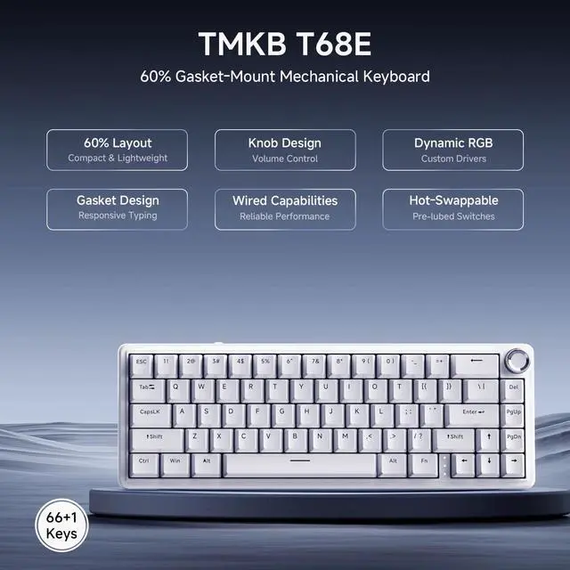 Alt view image 2 of 7 - Wired Gaming Mechanical Keyboard, RGB Backlit Hot-Swappable Gasket Mount, Creamy Keyboard with Pre-Lubed Blueberry Switch, White