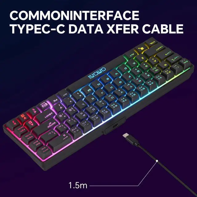 Alt view image 5 of 7 - Gaming Keyboard and Mouse Combo, 68 Keys Wired LED RGB Backlit Black Gaming Keyboard and RGB Backlit Mouse, Small Light up Keyboard for PC Xbox PS4 (Black)