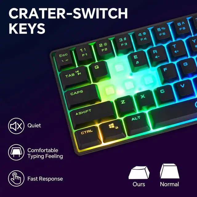 Alt view image 6 of 7 - Gaming Keyboard and Mouse Combo, 68 Keys Wired LED RGB Backlit Black Gaming Keyboard and RGB Backlit Mouse, Small Light up Keyboard for PC Xbox PS4 (Black)