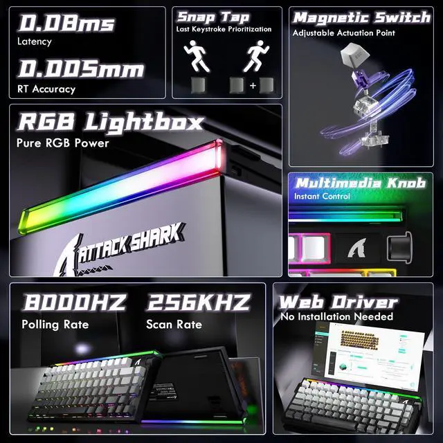 Alt view image 2 of 7 - HE Wired 75% RT Mechanical RGB Gaming Keyboard-Moonlight