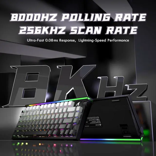 Alt view image 3 of 7 - HE Wired 75% RT Mechanical RGB Gaming Keyboard-Moonlight