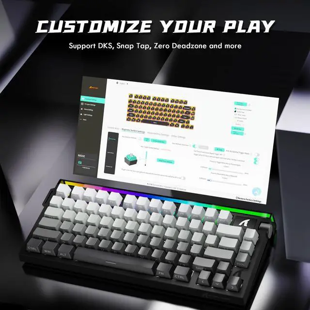 Alt view image 7 of 7 - HE Wired 75% RT Mechanical RGB Gaming Keyboard-Moonlight