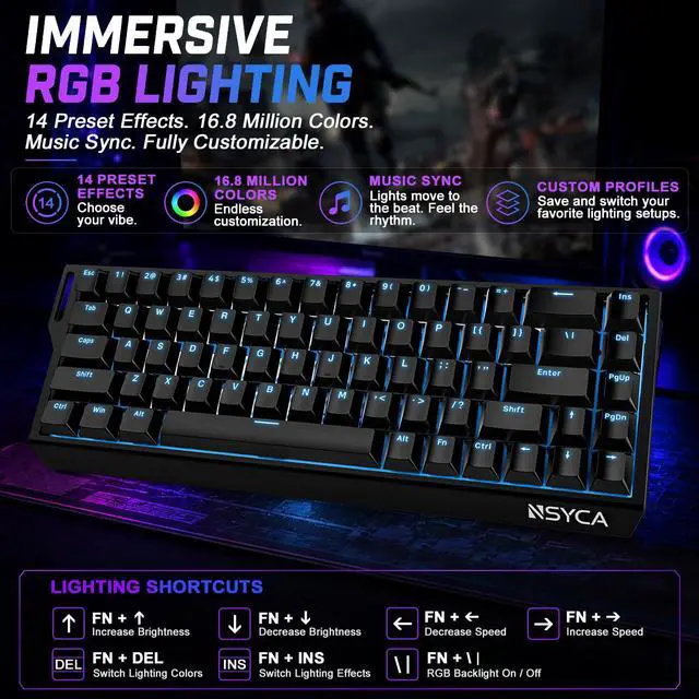 Alt view image 7 of 7 - HE Hall Effect Keyboard, Rapid Trigger Magnetic Gaming Keyboard, 8000Hz Polling Rate, DKS & SOCD, 0.01mm Adjustable Actuation, RGB PBT Keycaps, 60% Wired Keyboard for FPS Gaming PC & Mac