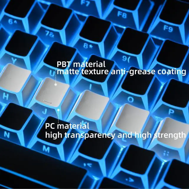 Alt view image 3 of 7 - White Shine Through Keycaps, PBT Keyboard Keycaps Cherry Profile, Custom Side Printed Keycap Sets Suitable for 60% 65% 75% 80% 100% Mechanical Keyboard