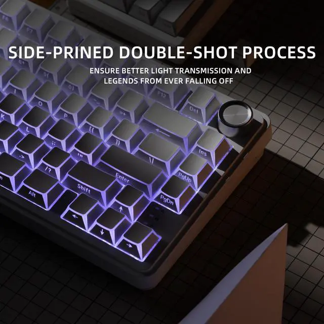 Alt view image 4 of 7 - White Shine Through Keycaps, PBT Keyboard Keycaps Cherry Profile, Custom Side Printed Keycap Sets Suitable for 60% 65% 75% 80% 100% Mechanical Keyboard
