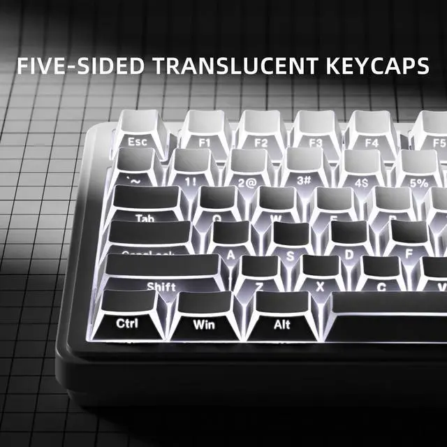 Alt view image 5 of 7 - White Shine Through Keycaps, PBT Keyboard Keycaps Cherry Profile, Custom Side Printed Keycap Sets Suitable for 60% 65% 75% 80% 100% Mechanical Keyboard