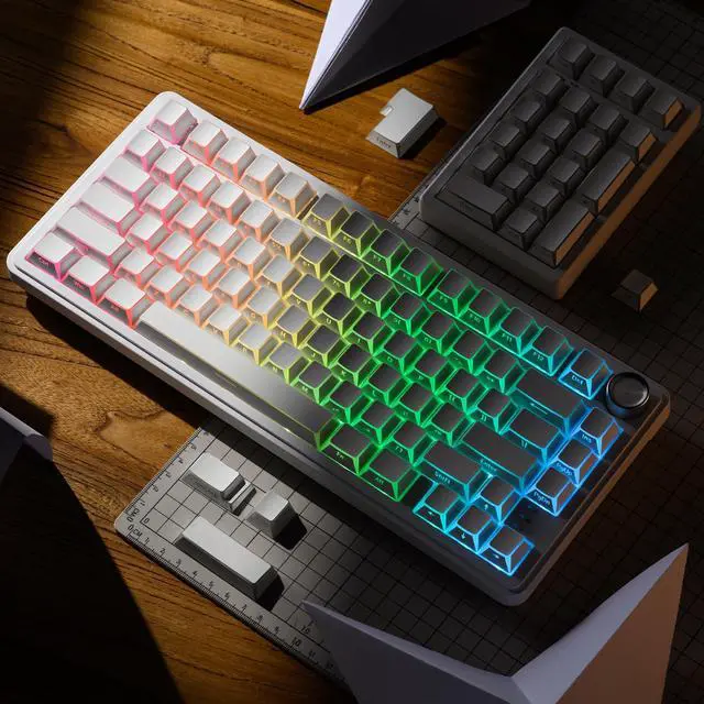 Alt view image 6 of 7 - White Shine Through Keycaps, PBT Keyboard Keycaps Cherry Profile, Custom Side Printed Keycap Sets Suitable for 60% 65% 75% 80% 100% Mechanical Keyboard