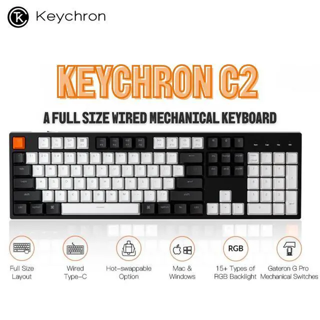 Alt view image 2 of 7 - Full Size 104 Keys USB Type-C Wired Mechanical Gaming Keyboard for Mac Layout, Gateron G Pro Red Switch/RGB Backlight/Double-Shot ABS keycaps Computer Keyboard for Windows Laptop PC