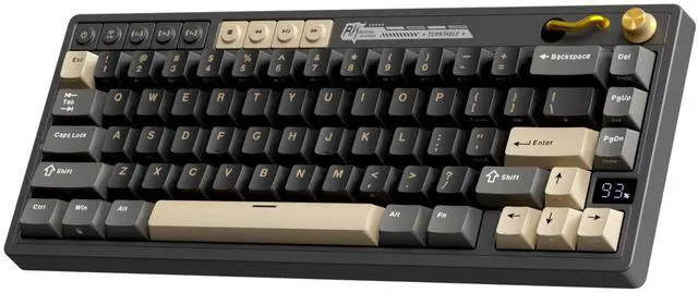 Main image of Wireless Gaming Keyboard with Volume Knob, 60% Hot Swappable Mechanical Keyboard 2.4G/BT/USB-C, Gasket Mount, Battery Display, PBT Keycaps, Hot-Swappable Cream Switch, Black