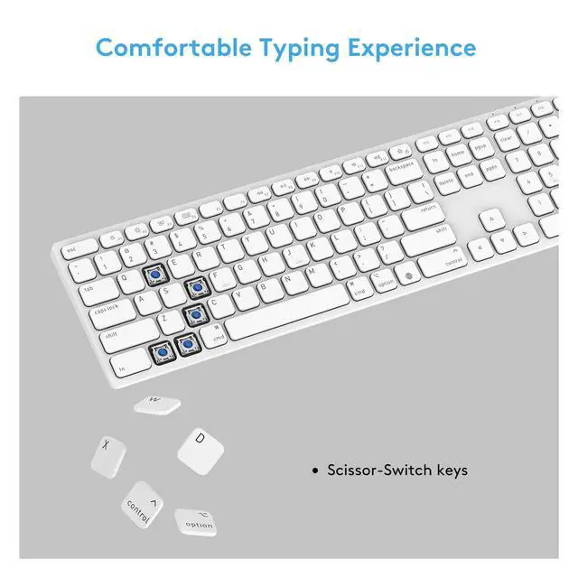 Alt view image 7 of 7 - Wired macOS Keyboard with USB-A/USB-C 2-in-1 Cable, Full-Size Apple-Style Layout with Numeric Keypad, Foldable Kickstand, Plug-and-Play, Compatible with Apple iMac, Mac mini, and MacBook Pro/Air