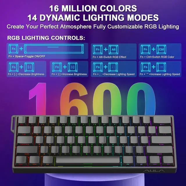 Alt view image 7 of 7 - Mechanical Keyboard Wired, Hall Effect Gaming Keyboard Magnetic Switch Hot Swappable, Adjustable Actuation Rapid Trigger Mode 8000Hz Polling Rate, RGB Keyboard 60 Percent Design