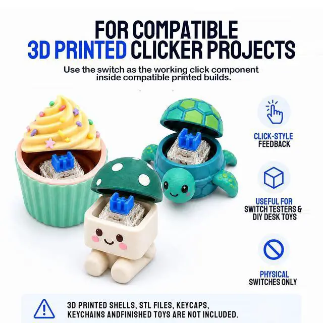 Alt view image 4 of 7 - Blue Mechanical Keyboard Switches - Clickers for 3D Prints