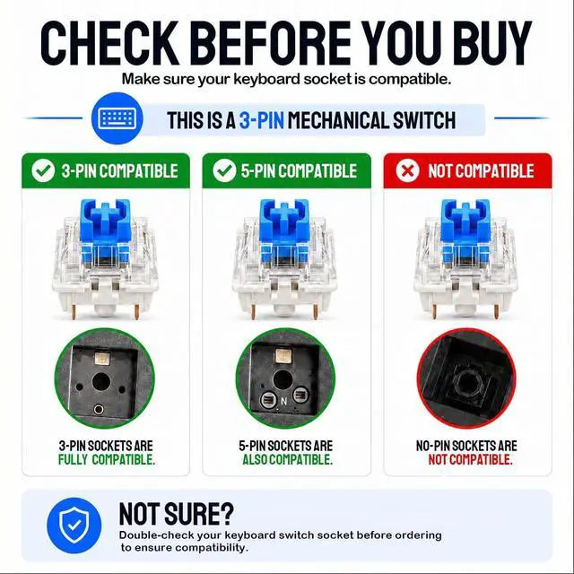 Alt view image 6 of 7 - Blue Mechanical Keyboard Switches - Clickers for 3D Prints