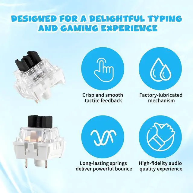 Alt view image 5 of 7 - Keyboard Switches, 50 Pcs 3 PIN Black Keyboard Clicker Replacement Dustproof Keyboards Switch for Most Gaming Keyboards
