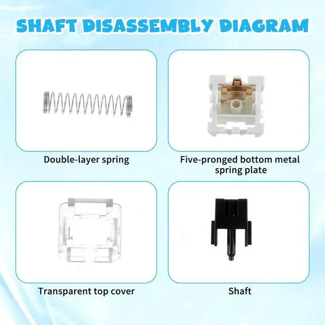Alt view image 6 of 7 - Keyboard Switches, 50 Pcs 3 PIN Black Keyboard Clicker Replacement Dustproof Keyboards Switch for Most Gaming Keyboards