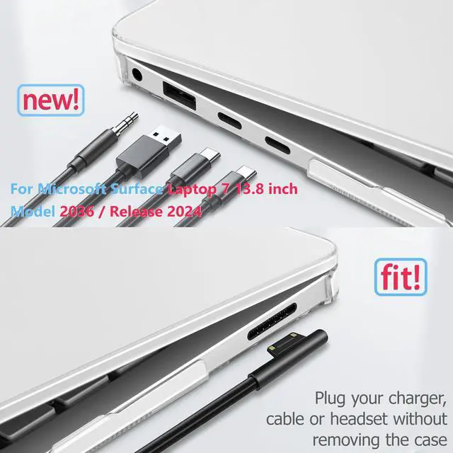 Alt view image 3 of 7 - Clear Case for 13.8" Microsoft Surface Laptop 8 2026 Fits Surface Laptop 13.8 Inch 7 2024 Cover (Model: 2036),Keyboard Cover +Screen Protector +Dust Plugs, Crystal Clear