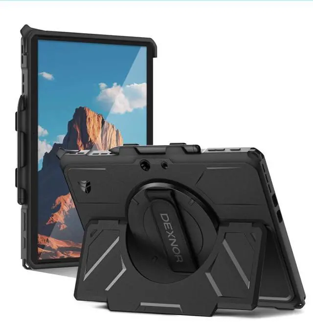 Main image of for Microsoft Surface Pro 12th Edition/11/10/9 Case 13 inch 2026/2024/2022, Rugged Protective Case with 360° Rotating Hand Strap & Large Stand & Pen Holder Shockproof Cover, Black