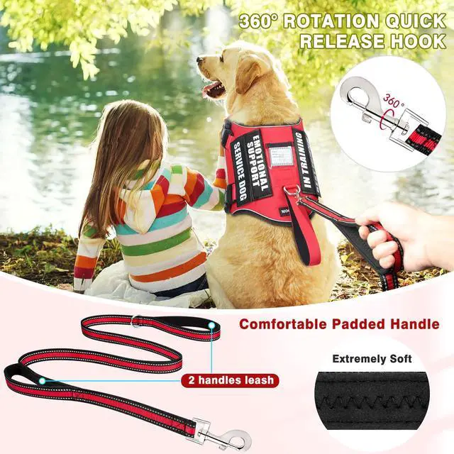 Alt view image 3 of 7 - Service Dog Vest Harness and Leash Set+10 Patches,Easy On Off Red L