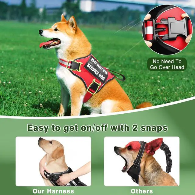 Alt view image 4 of 7 - Service Dog Vest Harness and Leash Set+10 Patches,Easy On Off Red L