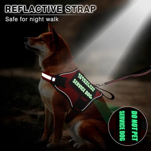 Alt view image 6 of 7 - Service Dog Vest Harness and Leash Set+10 Patches,Easy On Off Red L