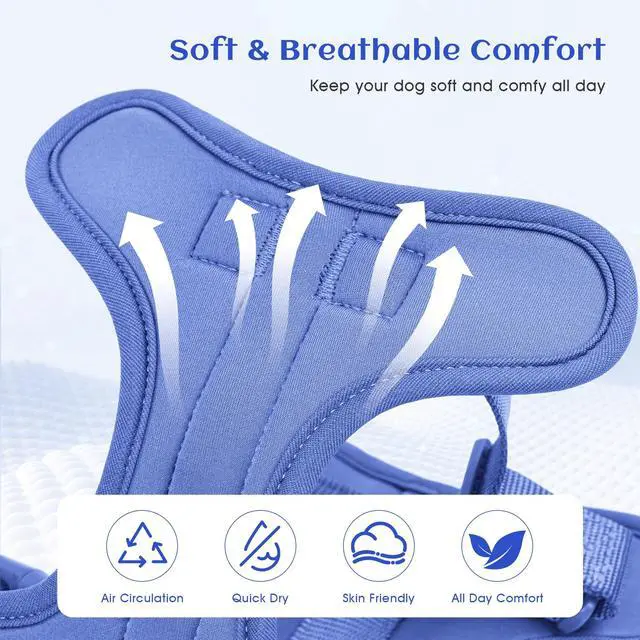 Alt view image 2 of 7 - No Pull Dog Harness, Blue, Medium