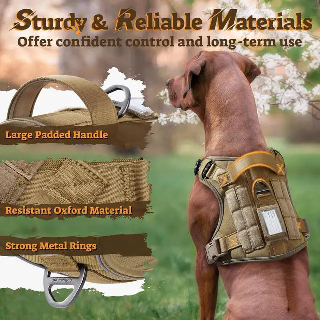 Alt view image 6 of 7 - Tactical Dog Harness for Large Dogs, No Pull Service Pet Vest