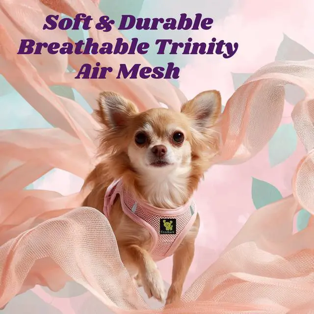 Alt view image 3 of 7 - Small Dog Harness, Luxury Soft Step in Mesh Vest, Sm, Baby Pink