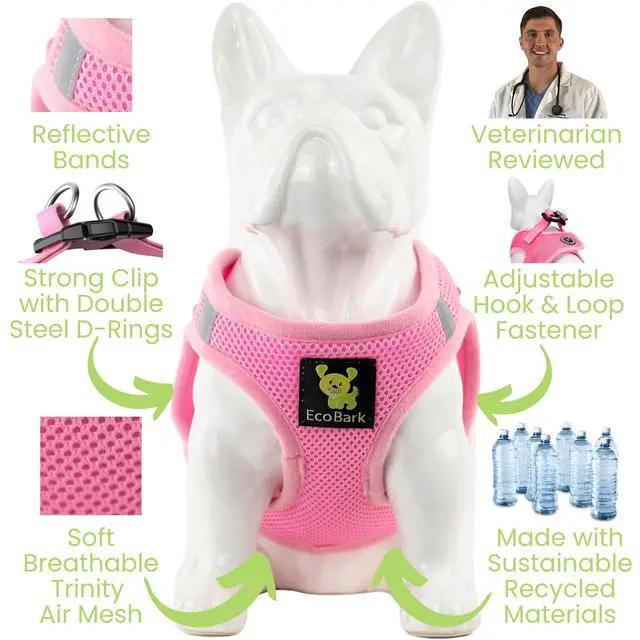 Alt view image 7 of 7 - Small Dog Harness, Luxury Soft Step in Mesh Vest, Sm, Baby Pink