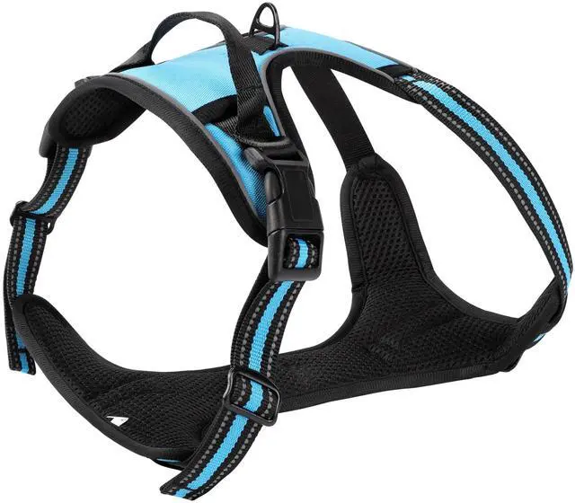 Alt view image 2 of 5 - Blue No-Pull Dog Harness with 2 Leash ClipsSoft Padded Vest for Large Dog, Adjustable Reflective Dog Vest Easy to Put on and Take Off, (Neck: 17"~24", Chest: 24"~32",Blue L)
