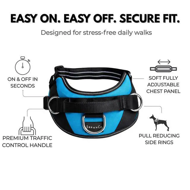 Alt view image 4 of 7 - Essential Dog Harness, No-Pull Pet Vest with 3 Leash Clips, No Choke, Reflective, Adjustable and Padded, for Easy Walking and Training for Small, Medium and Large Dogs (Oceanic Blue, S)