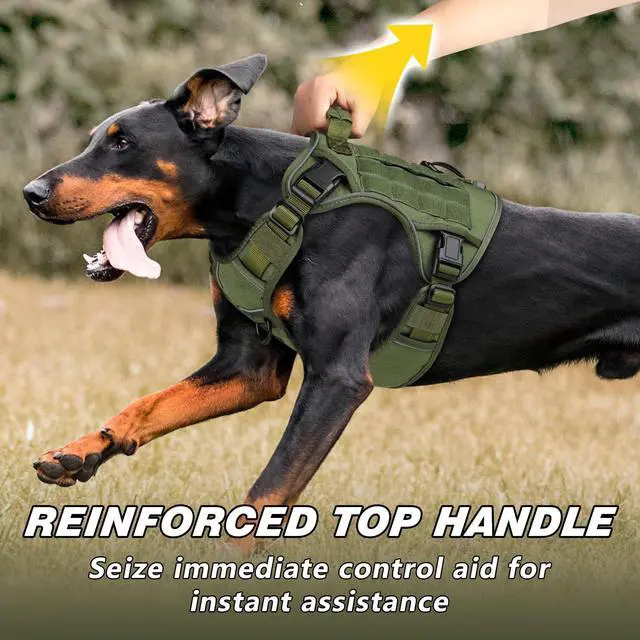 Alt view image 3 of 5 - Tactical Dog Harness for Large Dogs, Heavy Duty No Pull Dog Harness with Handle, Adjustable Reflective Military K9 German Shepherd Big Size Dog Vest for Walking, Training, Hunting, Green (L)