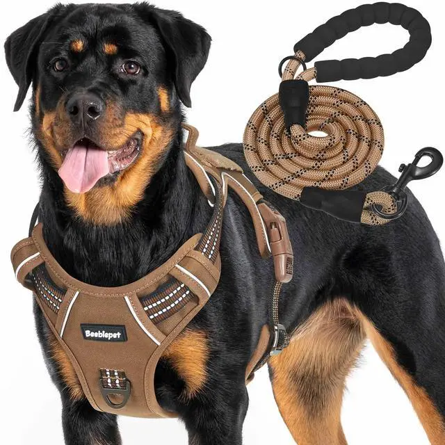 Main image of Heavy Duty Tactical Dog Harness for Small Dogs, No Pull Adjustable Pet Harness Reflective Service Training Easy Control Pet Vest Military K9 Working Dog Harnesses- Large, Brown