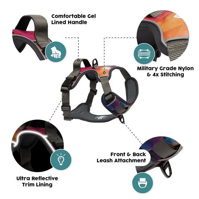 Alt view image 4 of 7 - Adventure No Pull Dog Harness, Reflective Trim No Pull Harness for Medium Sized Dog - Military Grade Nylon, Front Clip with Gel Lined Handle. Soft & Padded Puppy