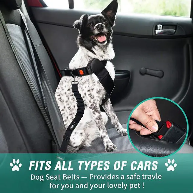 Alt view image 2 of 6 - Dog Seat Belt,3 Piece Set Retractable Dog Car Harness Adjustable Dog Seat Belt for Vehicle Nylon Pet Safety Seat Belts Heavy Duty & Elastic