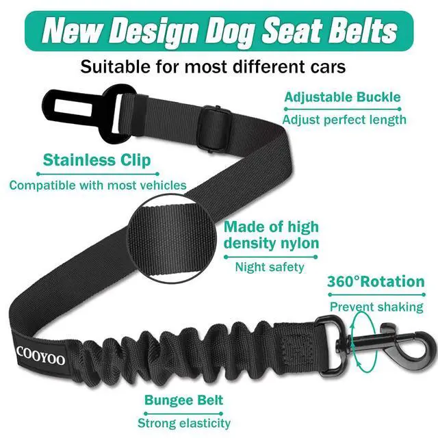 Alt view image 3 of 6 - Dog Seat Belt,3 Piece Set Retractable Dog Car Harness Adjustable Dog Seat Belt for Vehicle Nylon Pet Safety Seat Belts Heavy Duty & Elastic