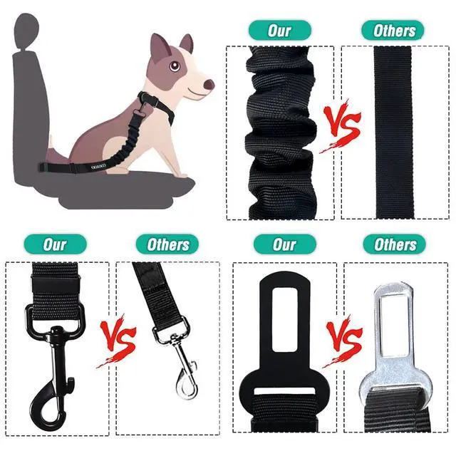 Alt view image 4 of 6 - Dog Seat Belt,3 Piece Set Retractable Dog Car Harness Adjustable Dog Seat Belt for Vehicle Nylon Pet Safety Seat Belts Heavy Duty & Elastic